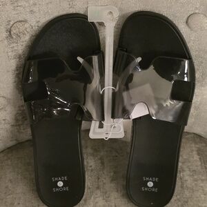 Shade & Shore Glossy Black Women's Slides